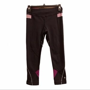 LULULEMON RUN EMPOWER CROP PANTS BLACK Leggings